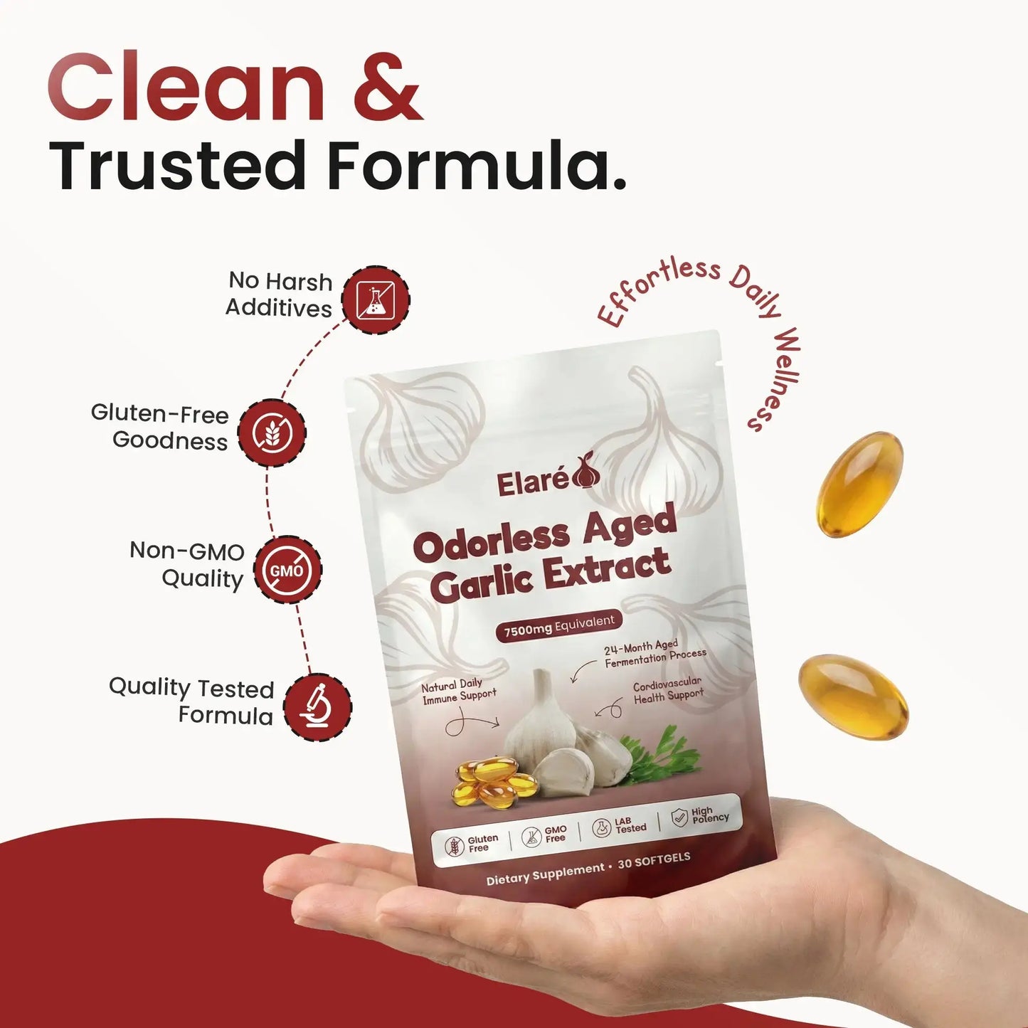 Elare Odorless Aged Garlic Extract Softgel