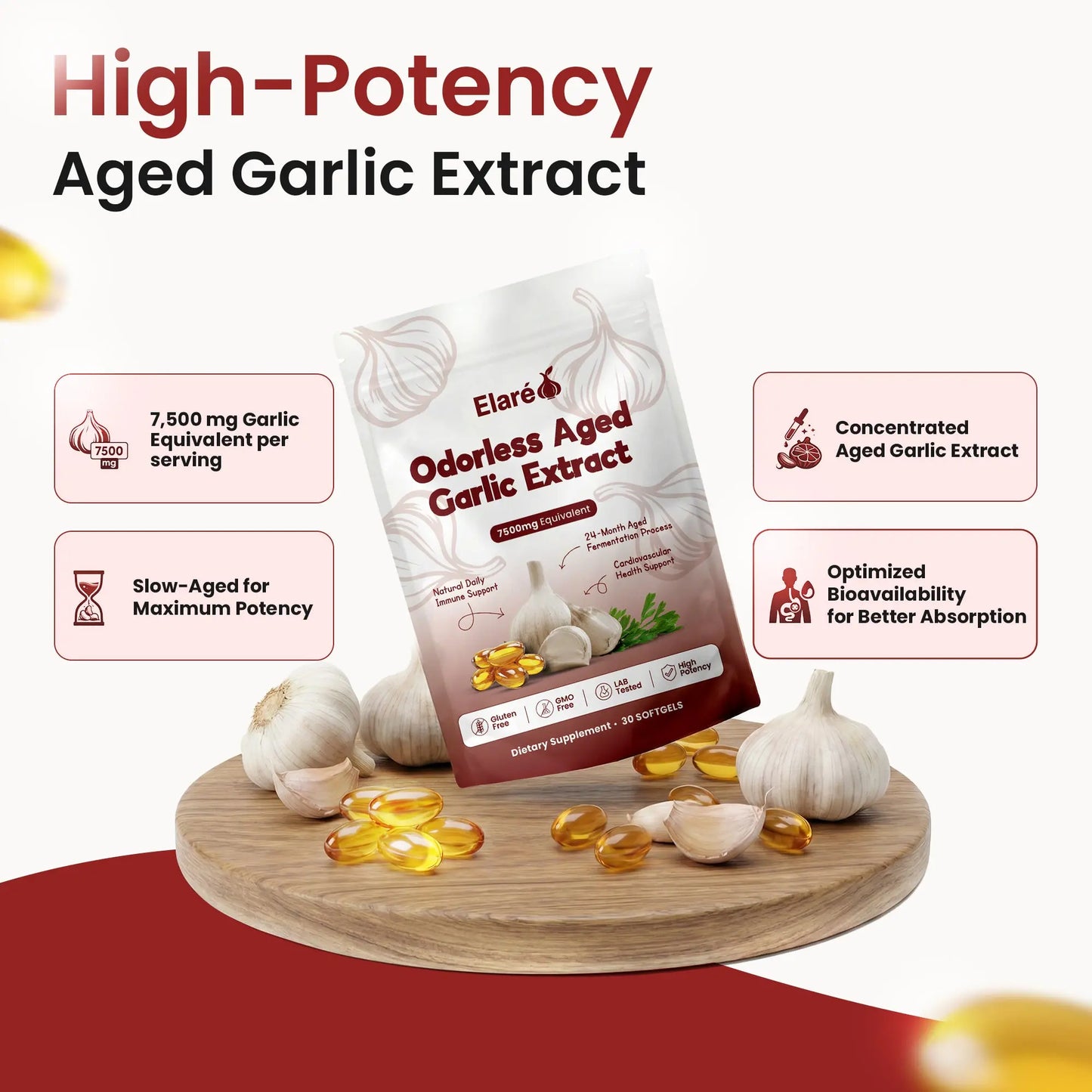 Aged Garlic Extract - 7500mg Odorless Softgels